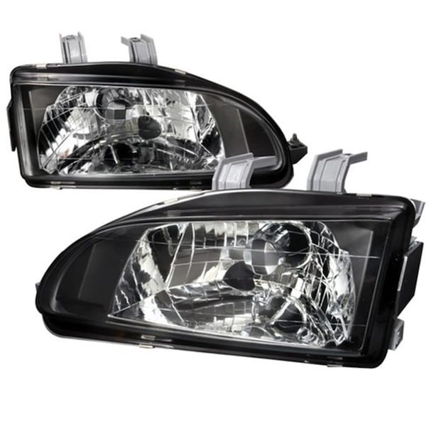 Overtime Crystal Housing Headlights for 92 to 95 Honda Civic, Black - 11 x 17 x 18 in. OV2654146 - main